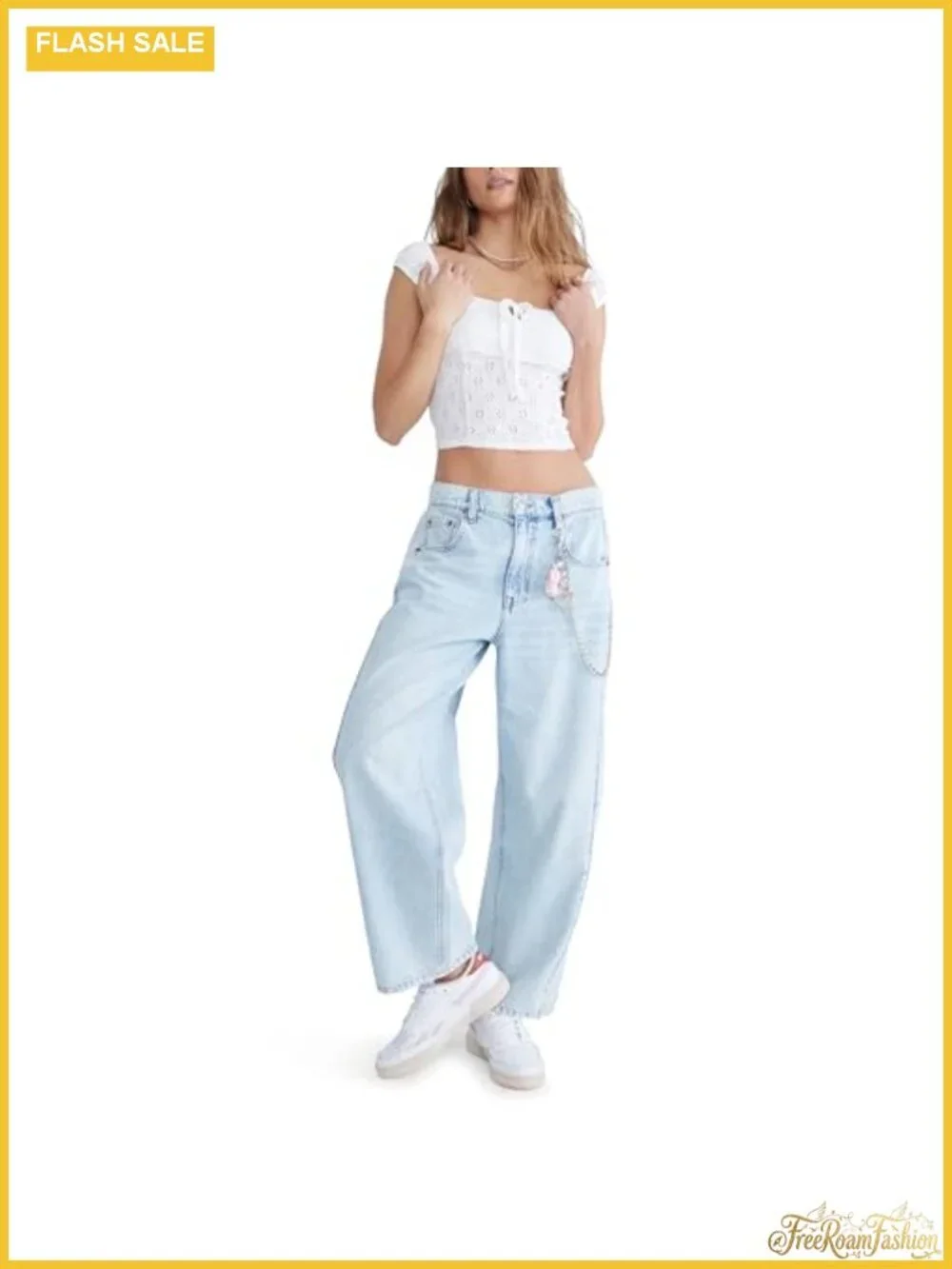 Aeropostale Women's Mid-Rise Barrel Leg Jeans Cropped Relaxed Fit Rigid Denim